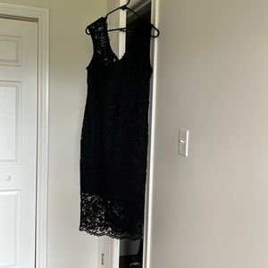 Black floral patterned lace dress